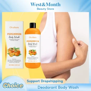 Persimmon Body Wash Remove Dirt Sweat Eliminating Odor Oil Control Exfoliating Smoothing Softening Lasting Aroma Foam Shower Gel