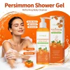Persimmon Body Wash Shower Gel Oil Control Deodorant Shower Gel for Men Women Odor Eliminator Fresh Moisturized Skin Body Care