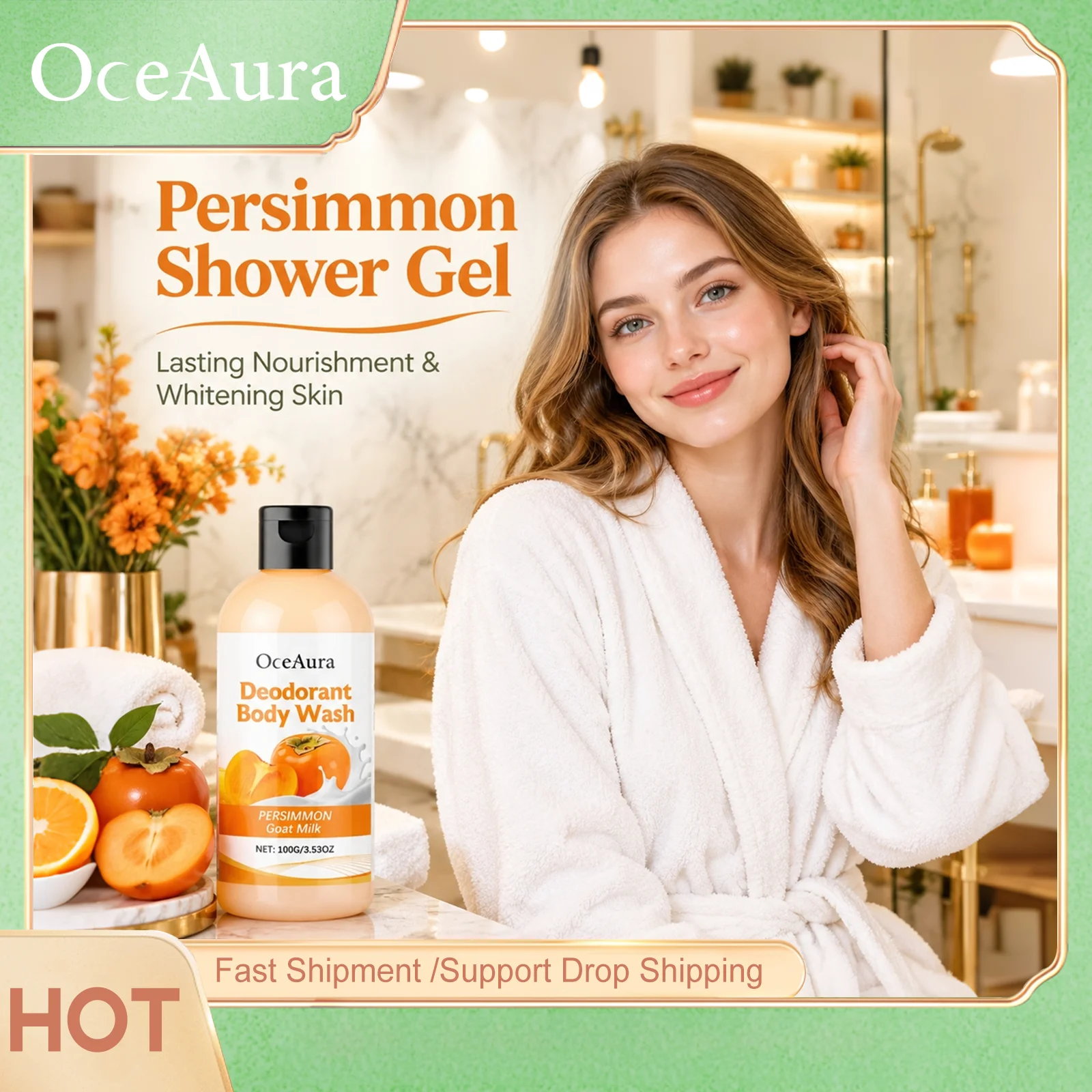 Persimmon Shower Gel Body Wash Rich Foam For Woman And Man Hydrating Brightening Skin Lasting Deodorizing Original Shower Gels