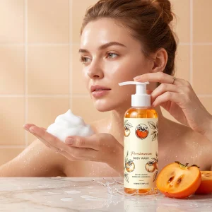 Persimmon Wash Bar for Body Odor Removal Exfoliating Whitening Fruit Handmade Shower Soapmoisturizing Smooth Shower Fresh Scent