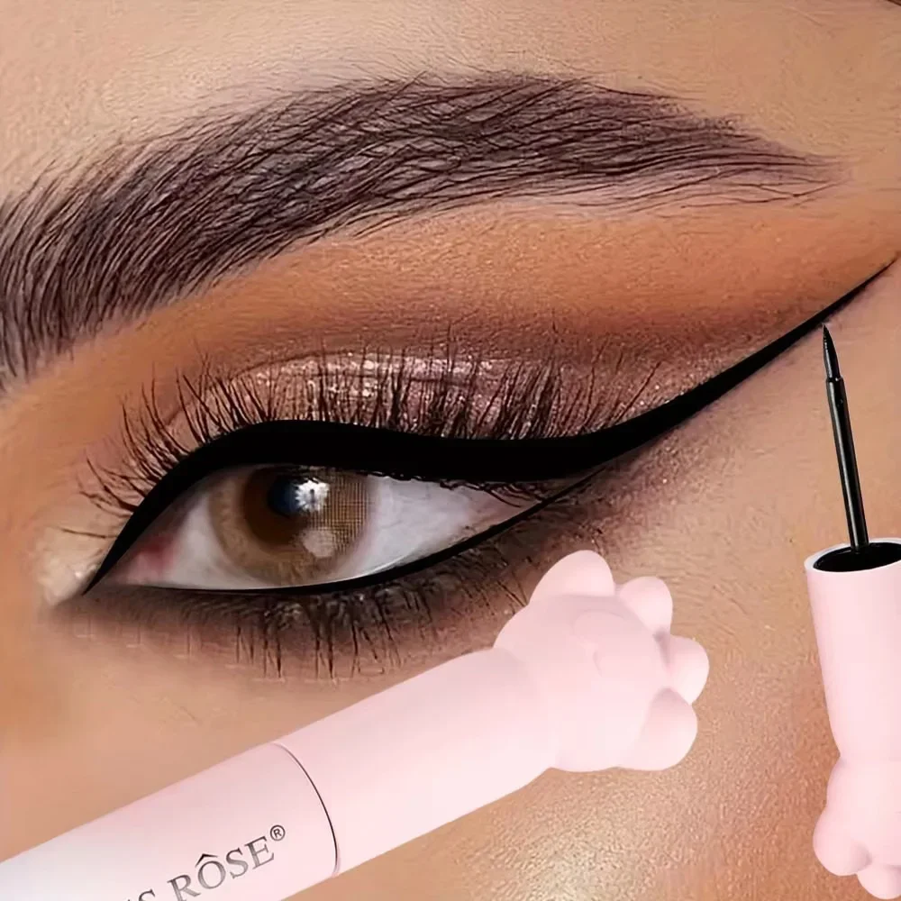 Pink Cat Paw Black Liquid Eyeliner Pen Fast Drying Long-lasting Smudge Proof Makeup Holding Premium Eye Liner Pen Eye Cosmetics - Image 2