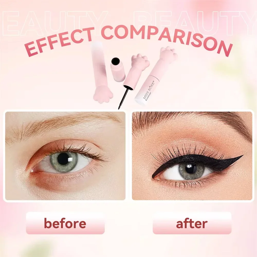 Pink Cat Paw Black Liquid Eyeliner Pen Fast Drying Long-lasting Smudge Proof Makeup Holding Premium Eye Liner Pen Eye Cosmetics - Image 4