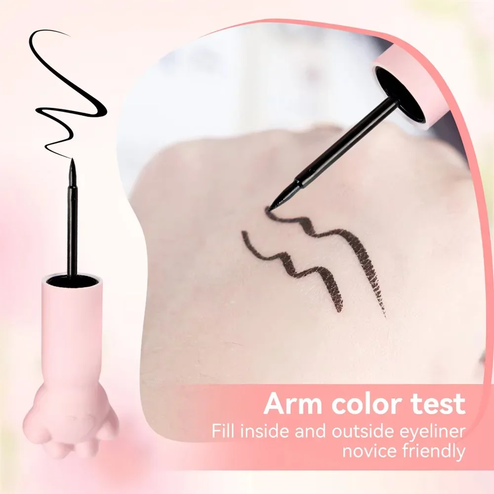 Pink Cat Paw Black Liquid Eyeliner Pen Fast Drying Long-lasting Smudge Proof Makeup Holding Premium Eye Liner Pen Eye Cosmetics - Image 3