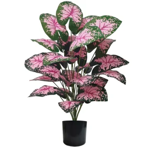Pink Leaf Potted Plants Fake Artificial Plants Decoration Artificial Flower Simulation Ornament For Home Decor Party Wedding Dec