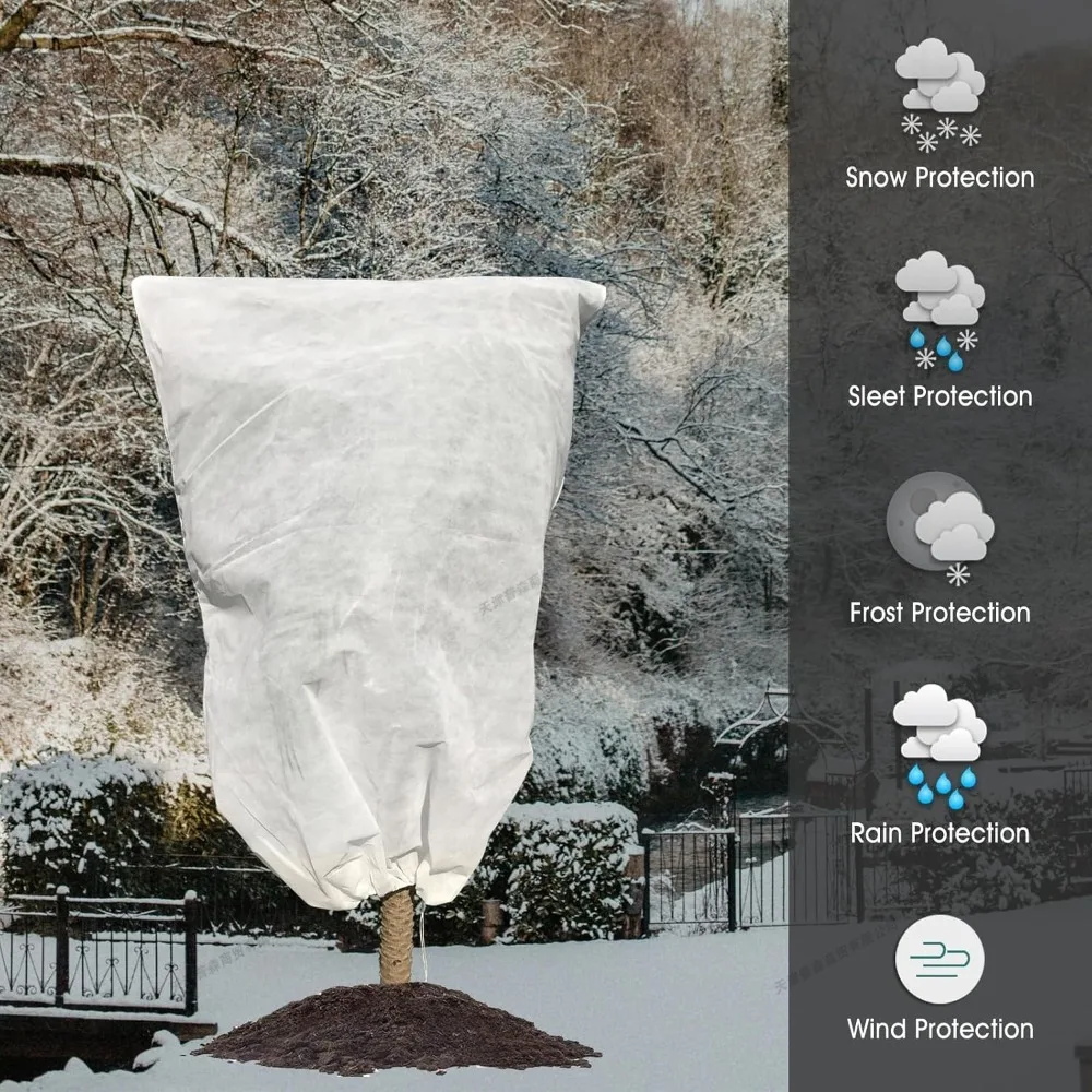 Plant Covers Freeze Protection Frost Cloth Blankets for Outdoor Plant with Zipper Drawstring for Shrubs Potted Plants in Winter - Image 2