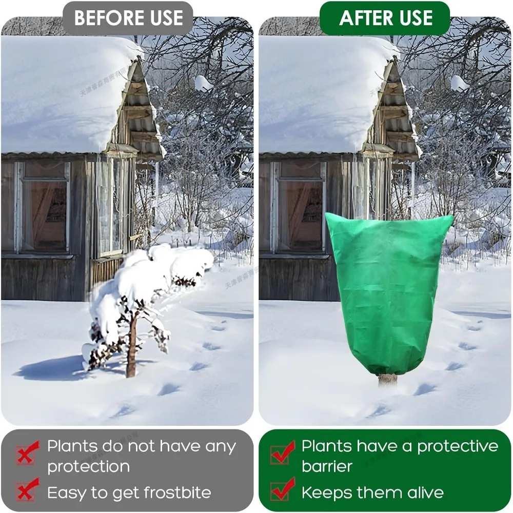 Plant Covers Freeze Protection Frost Cloth Blankets for Outdoor Plant with Zipper Drawstring for Shrubs Potted Plants in Winter - Image 4