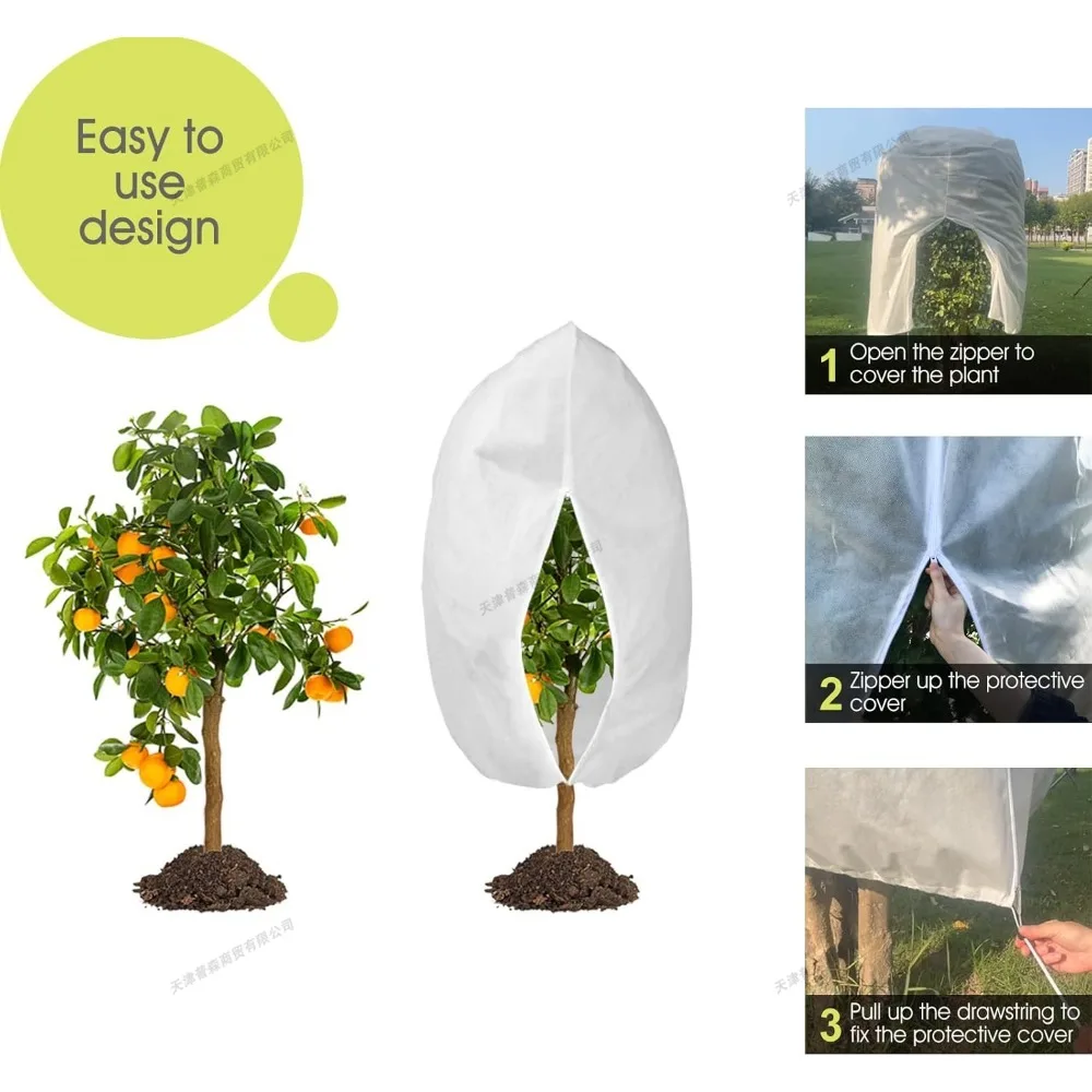 Plant Covers Freeze Protection Frost Cloth Blankets for Outdoor Plant with Zipper Drawstring for Shrubs Potted Plants in Winter - Image 6