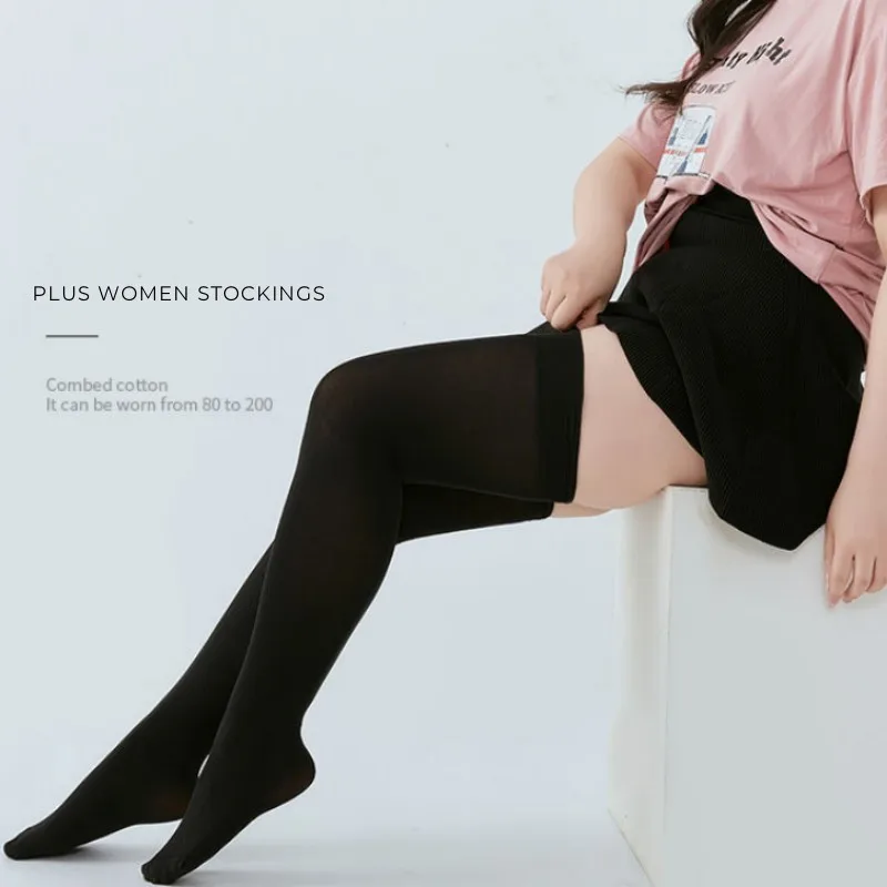 Plus Size Sexy Black White Solid Color Long Socks Women Thigh High Over The Knee Stockings Lolita Ladies Girls Warm Knee Socks - Image 2