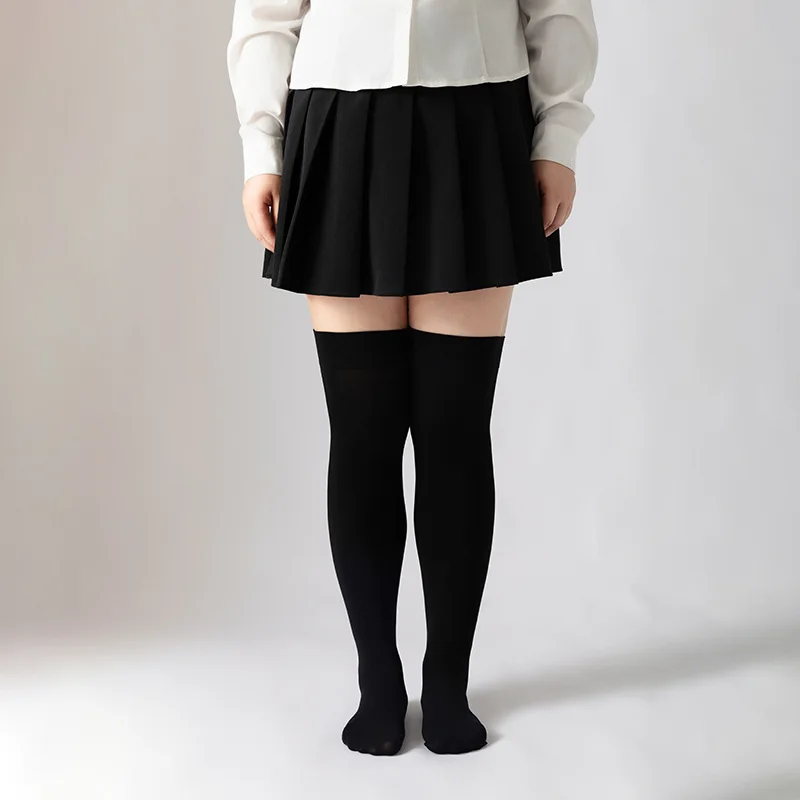 Plus Size Sexy Black White Solid Color Long Socks Women Thigh High Over The Knee Stockings Lolita Ladies Girls Warm Knee Socks - Image 3