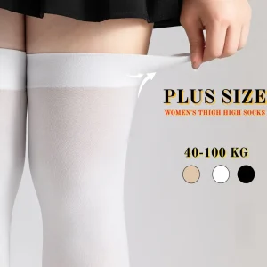 Plus Size Sexy Black White Solid Color Long Socks Women Thigh High Over The Knee Stockings Lolita Ladies Girls Warm Knee Socks