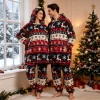 Plush Christmas Pajamas Set Matching Family Couples, Woman/Man Pajama Top Pants 2pcs Hooded Red Black Polar Fleece Home Clothing