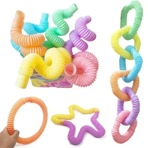 Pop Tubes Sensory Fidget Toys 6Pcs Large Pop Tube Set Party Favors Goodie Bag Stuffers Classroom Prizes Gifts for Kids Adults