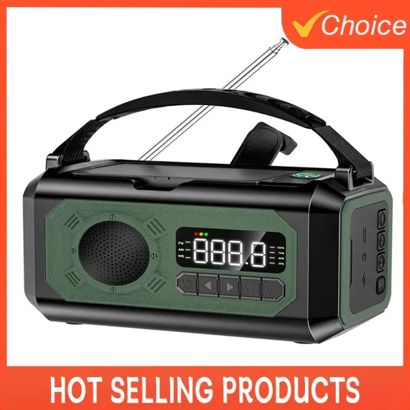 Portable 12000mAh Emergency Radio AM/FM/NOAA Weather Radio Solar Hand Crank Radio Flashlight SOS Alarm Power Bank Reading Lamp