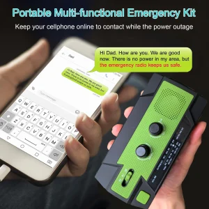 Portable Emergency Hand Crank Radio,NOAA Weather Radio Solar Powered,AM/FM,SOS Alarm,Flashlight 4000mAh Rechargeable Power Bank