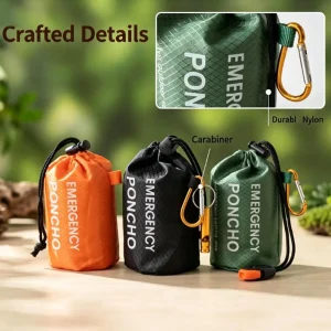Portable Emergency Thermal Poncho Waterproof Windproof Hooded Raincoat Aluminized Film Survival Gear for Outdoor Hiking Camping