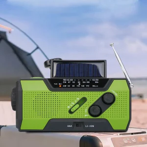 Portable Hand Crank Radio, Emergency Weather Radio Solar Powered,AM/FM, SOS Alarm, LED Reading Lamp, Flashlight,2000 mAh Battery