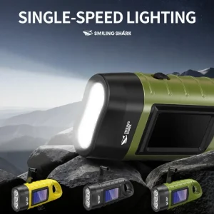 Portable LED Flashlight Tent Light Hand Crank Dynamo Solar Power Torch for Outdoor Camping Hiking Long-range Emergency Lantern