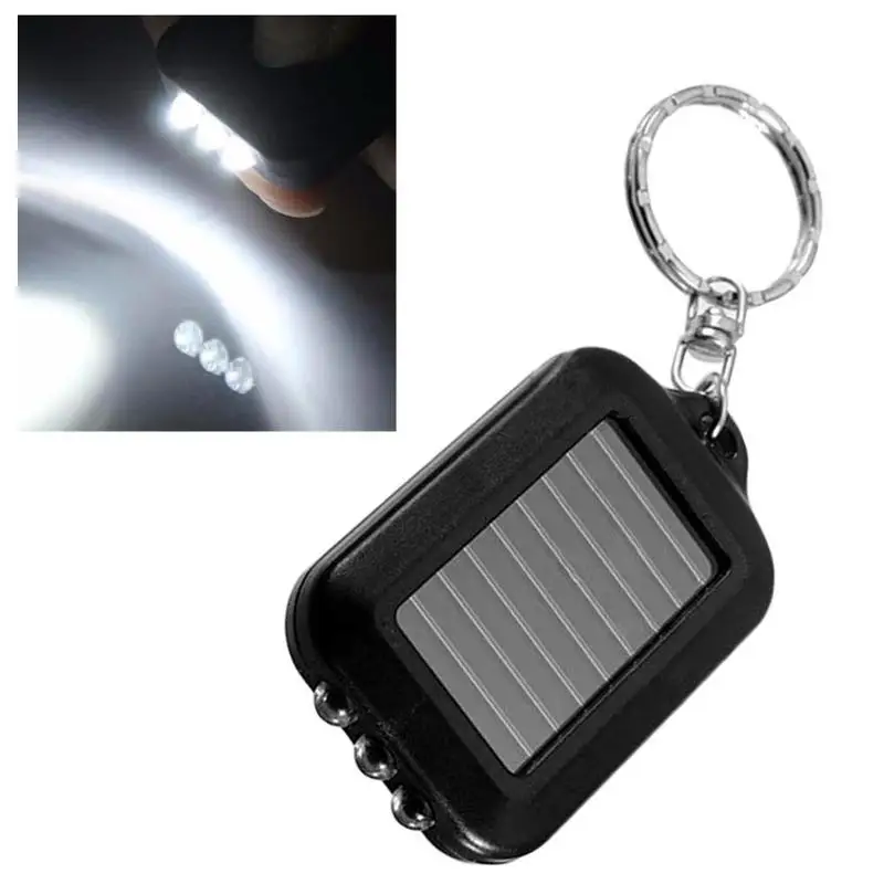 Portable LED Keychain Solar Flashlight 1/2pcs Mini Pocket Light Self-defence Mini Torch Outdoor Hiking Bag Lock Key Ring Light