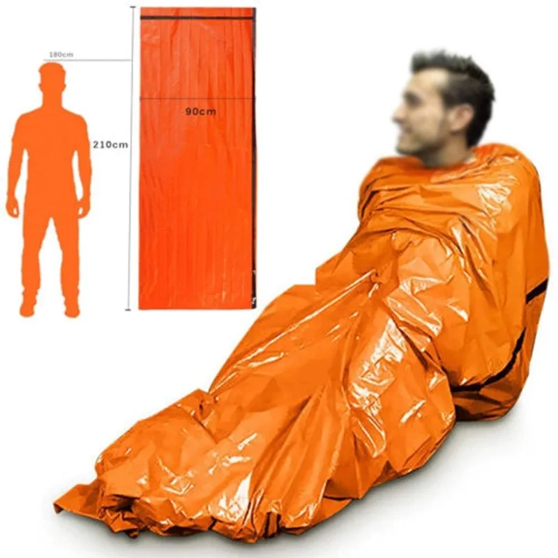Portable Waterproof Emergency Survival Sleeping Bag Outdoor Edc Camping Gear Thermal Sack First Aid Rescue Kit Mylar Blanket - Image 3