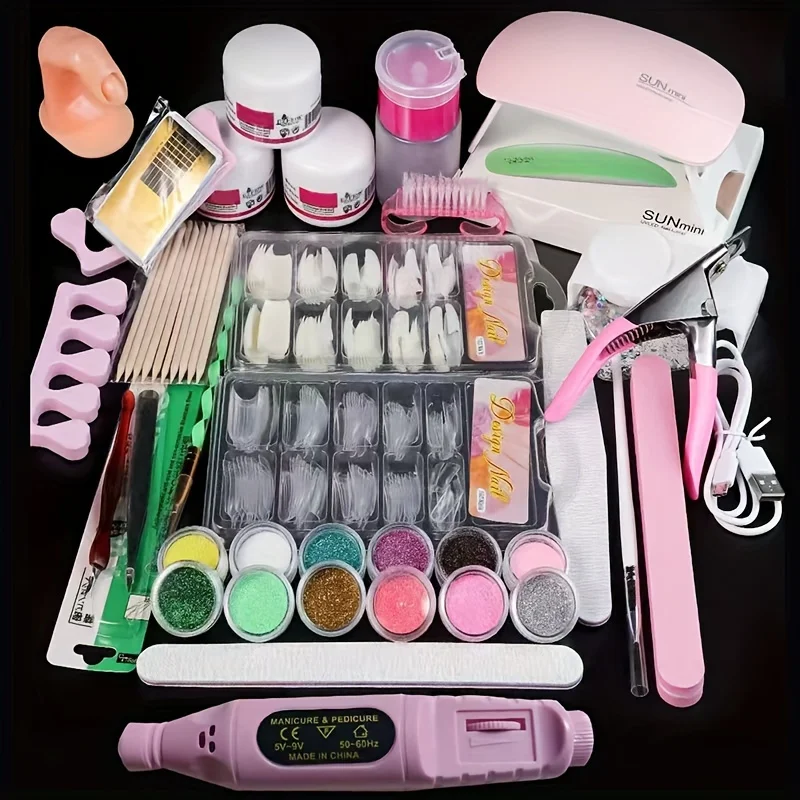 Professional Acrylic Nail Kit, Acrylic Powder Monomer, Acrylic Liquid For Nail Extension, Gel Manicure Set Nail Drill Machine Na