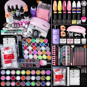 Professional Manicure Set Acrylic Powder Complete Manicure Set, Glitter Powder, Manicure Liquid, Decorative Crystal Kit