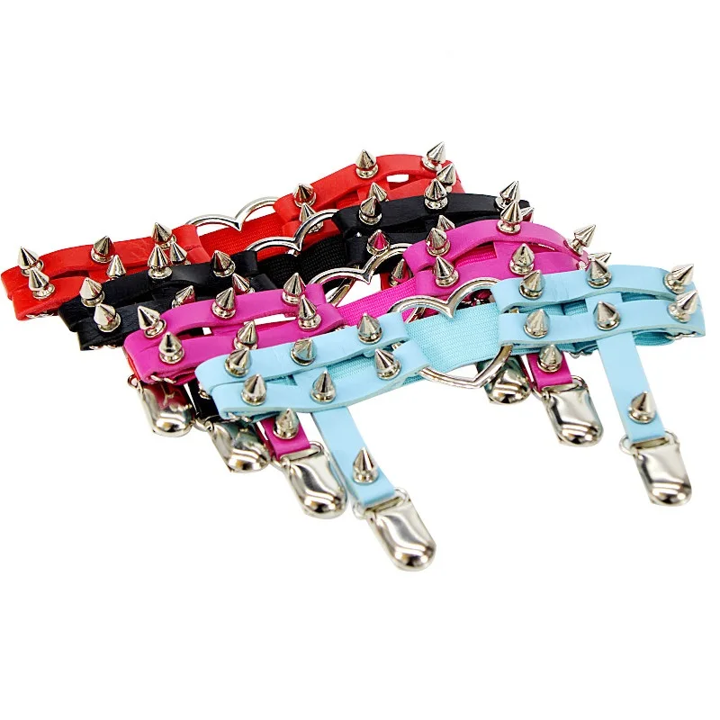 Punk Sexy Spike Garter Belt Rock Rivet Elastic Suspender Belt 2 Clips Harajuku Gothic Goth Studded Women Leglet Stockings Garter - Image 6