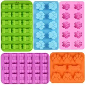 Puppy Dog Paw and Bone Silicone Molds Food Grade Baking Molds for Chocolate Jelly Ice Cube Dog Treats Biscuits Reusable Bakeware