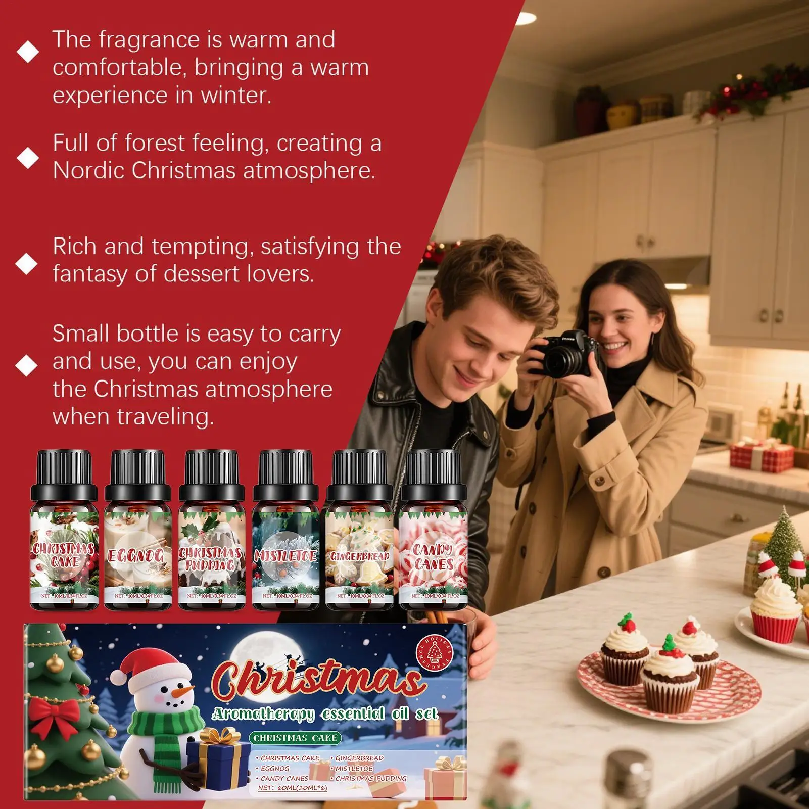 Pure Organic Essential Oil for Candle Making Soap Making DIY Skin Care Natural Fragrance Oil Merry Christmas Essential Oil Set - Image 2
