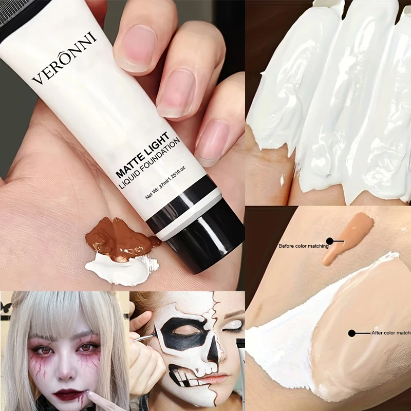 Pure White Liquid Foundation for COS Stage Makeup Long-lasting Concealer Mixable Pure White Foundation Adjuster Lighten&Brighten - Image 2