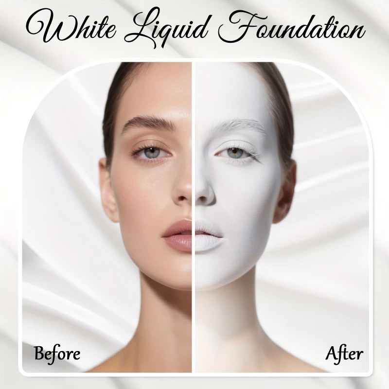 Pure White Liquid Foundation for COS Stage Makeup Long-lasting Concealer Mixable Pure White Foundation Adjuster Lighten&Brighten - Image 4