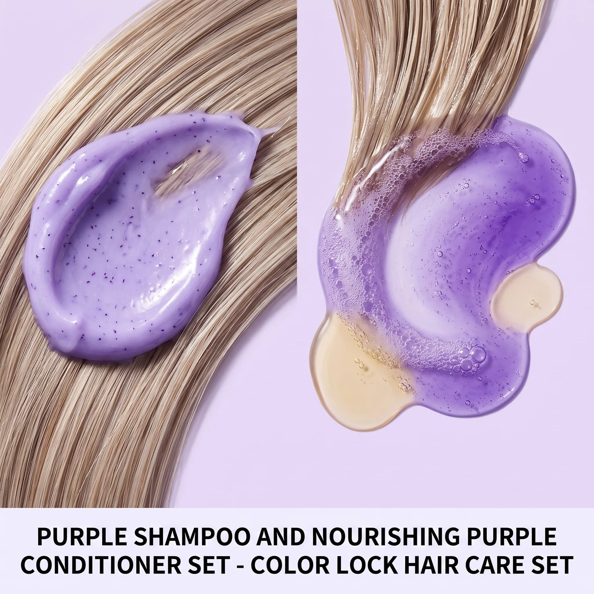 Purple Shampoo Conditioner Set Color Depositing Nourishing Hair Care For Blonde Bleached Silver Hair Shine Enhancing Smoothing - Image 5