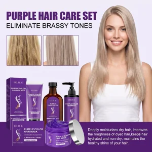 Purple Shampoo Set With Hair Mask Conditioner Hair Oil Repair Dry Damaged Color Treated Hairs Hydration Nourishing Shine Smooth
