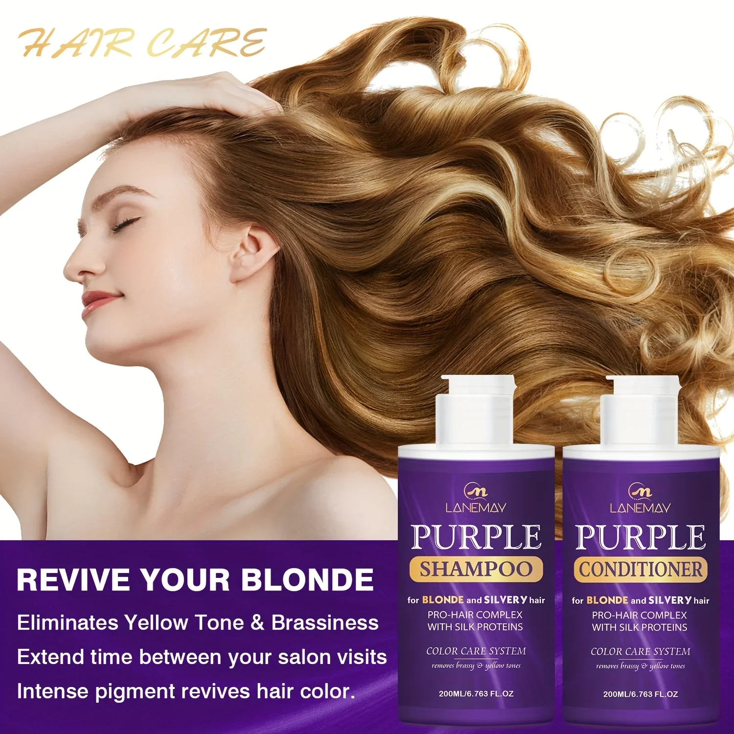 Purple Shampoo and Conditioner Set for Blonde, Bleached, Silver & Gray Hair - Sulfate Free Toning Duo, Anti Brass, 2 x 200ml - Image 3