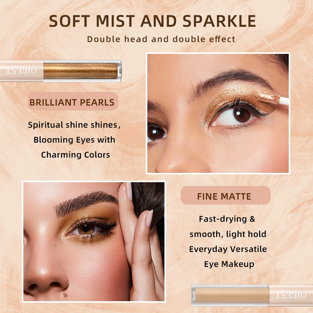 QIBEST Double End Glitter Matte Eye shadow Stick Pencil Eyeshadow Makeup Waterproof Bicolor Shimmer Cosmetics Beauty Makeup Tool - Image 3