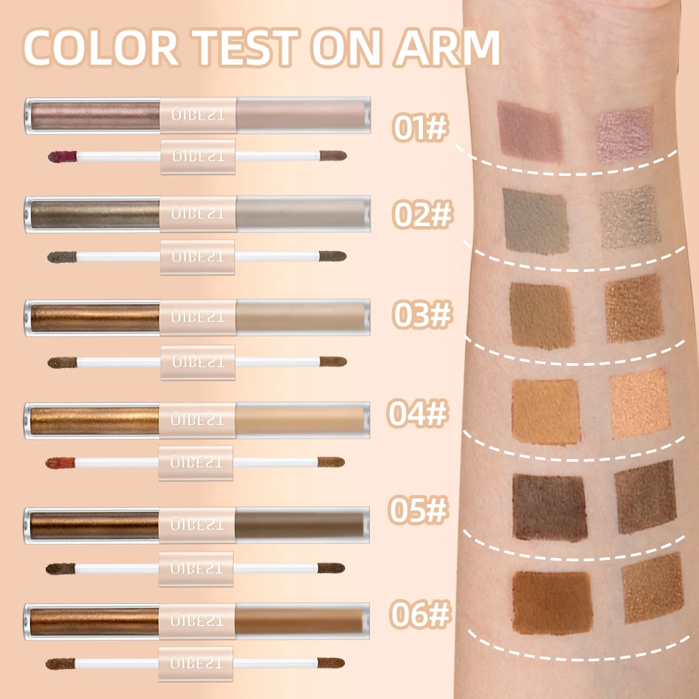QIBEST Double End Glitter Matte Eye shadow Stick Pencil Eyeshadow Makeup Waterproof Bicolor Shimmer Cosmetics Beauty Makeup Tool - Image 4