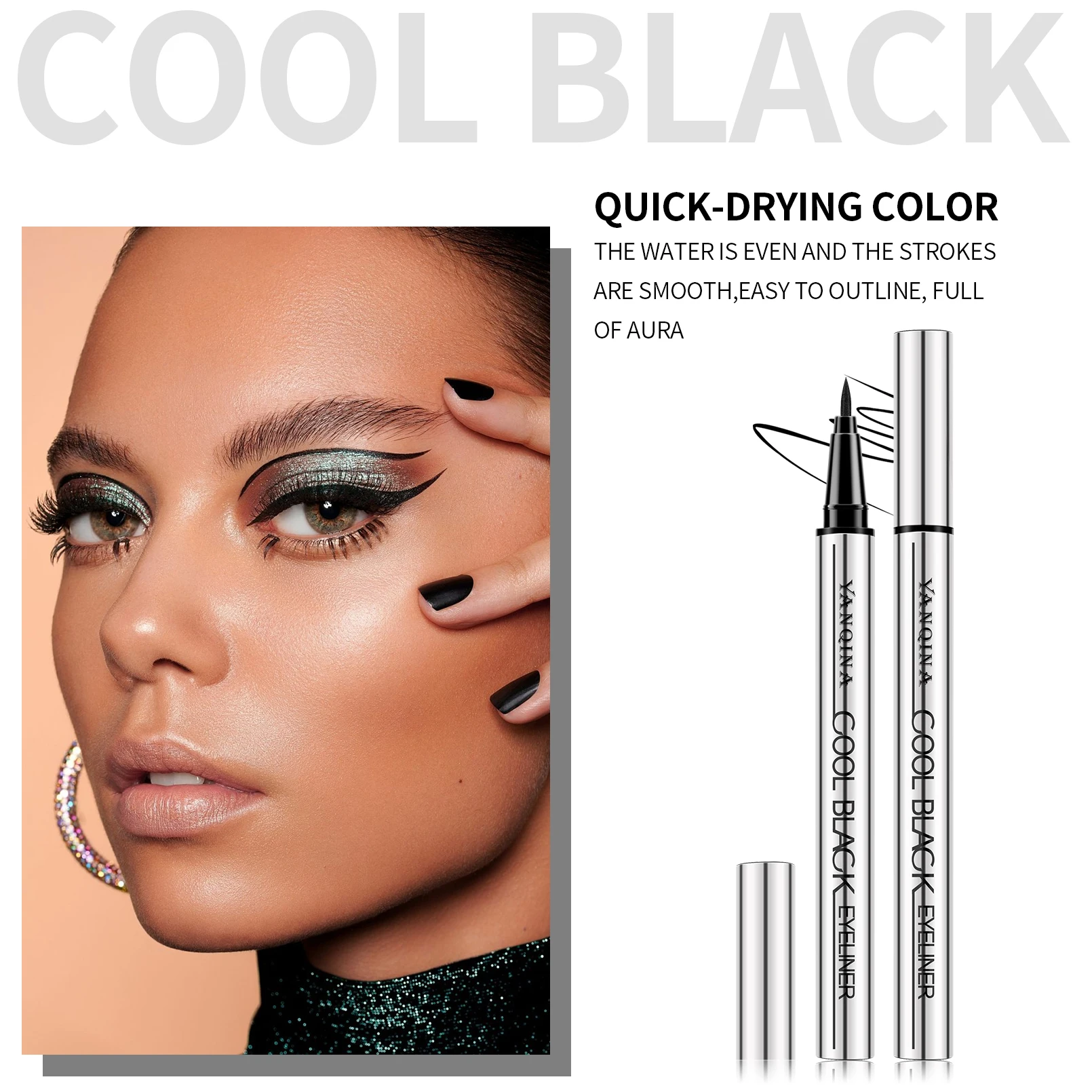 Quick-Drying Liquid Eyeliner, Waterproof, Smudge-Proof, Long-Lasting Black, Ideal for Beginners - Image 2