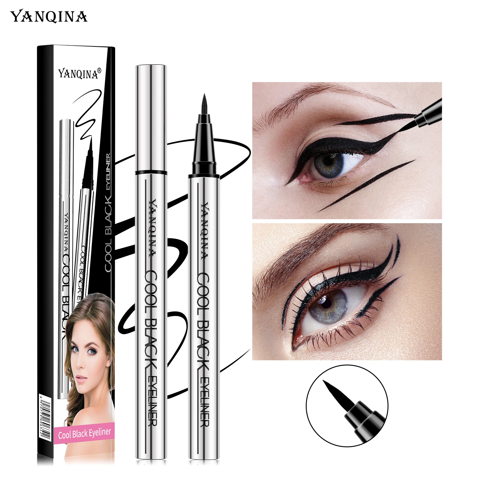 Quick-Drying Liquid Eyeliner, Waterproof, Smudge-Proof, Long-Lasting Black, Ideal for Beginners - Image 4