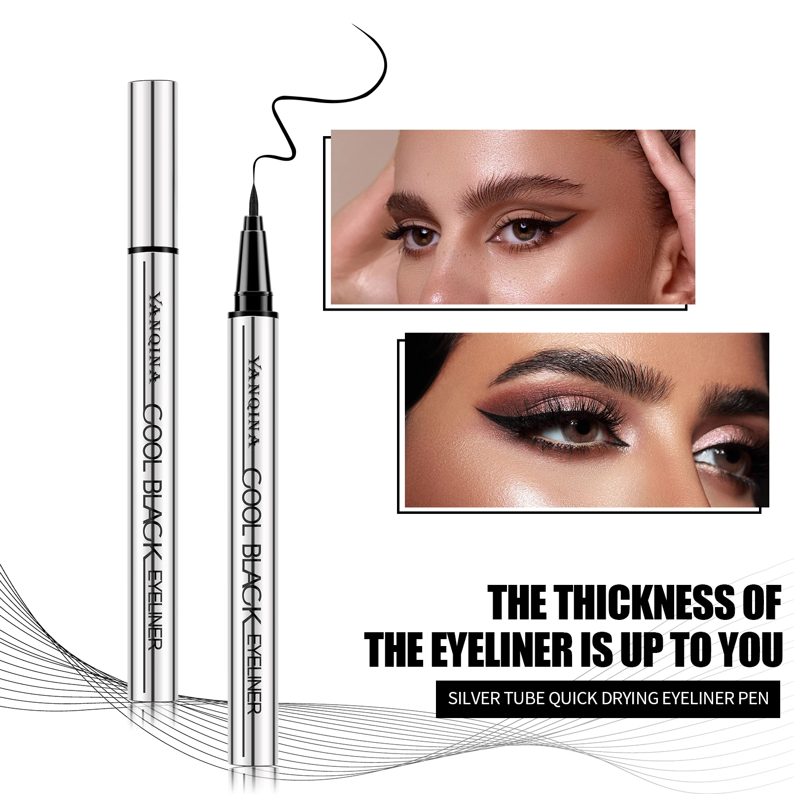 Quick-Drying Liquid Eyeliner, Waterproof, Smudge-Proof, Long-Lasting Black, Ideal for Beginners - Image 3