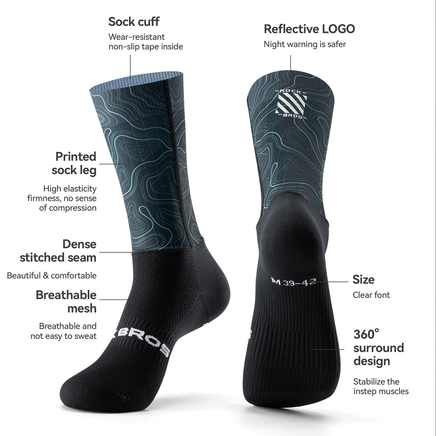 ROCKBROS Compression Sport Sock Professional Non-slip Bike Socks Bicycle Men Women Sports Socks Racing Cycling Socks - Image 5
