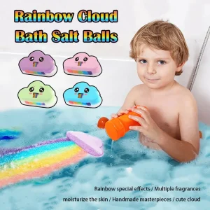 Rainbow Bath Bombs Gift Set Handmade Organic Fizzy Bubble Bath for Kids Girls Natural Moisturizing Skin Care Spa Birthday Gift