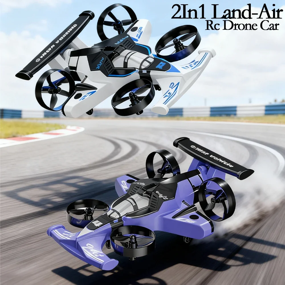 Rc Drone Car 2In1 Rc Toy Land-Air Vehicle with 4 Axis Quadcopter Fixed Wing Stunt Drift Mode Remote Control for Kids Adults - Image 2