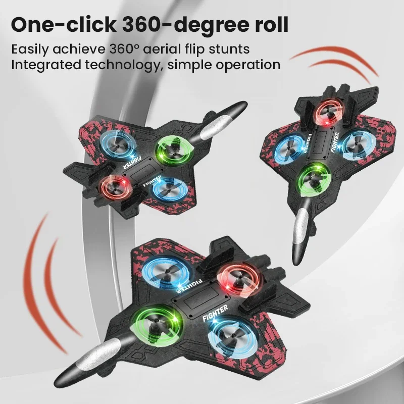 Rc Glider Flying Toy With Light Jet Airplane 2.4G EPP Stunt Remote Control Foam Fighter Plane Toys for Boys Kids Birthday Gifts - Image 4
