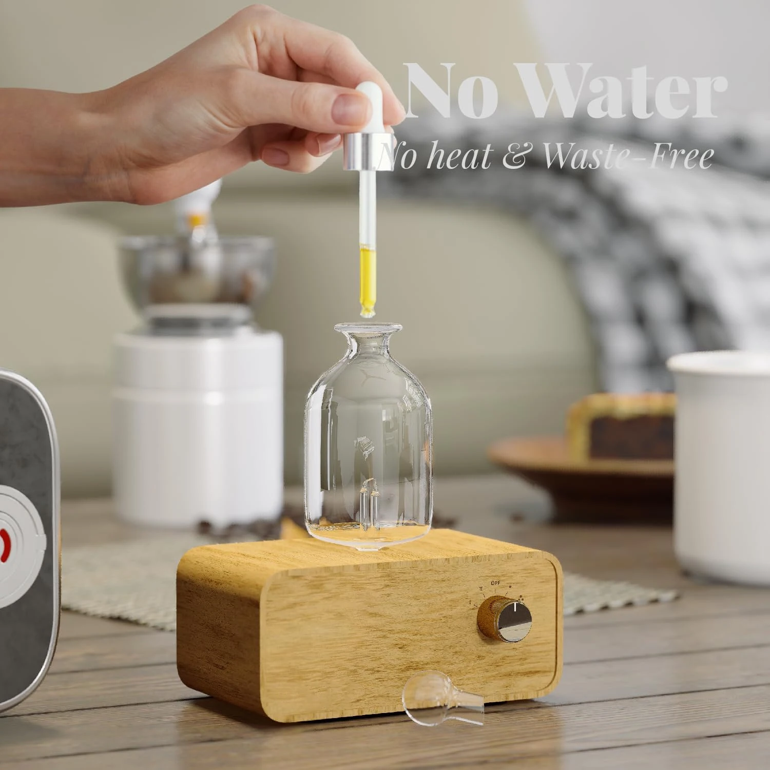 Rechargeable Essential Oil Diffuser Waterless Nebulizing Diffuser Electric Smell for Home Office Wood and Glass Aroma Diffuser - Image 2