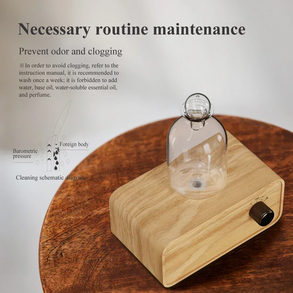 Rechargeable Essential Oil Diffuser Waterless Nebulizing Diffuser Electric Smell for Home Office Wood and Glass Aroma Diffuser - Image 5