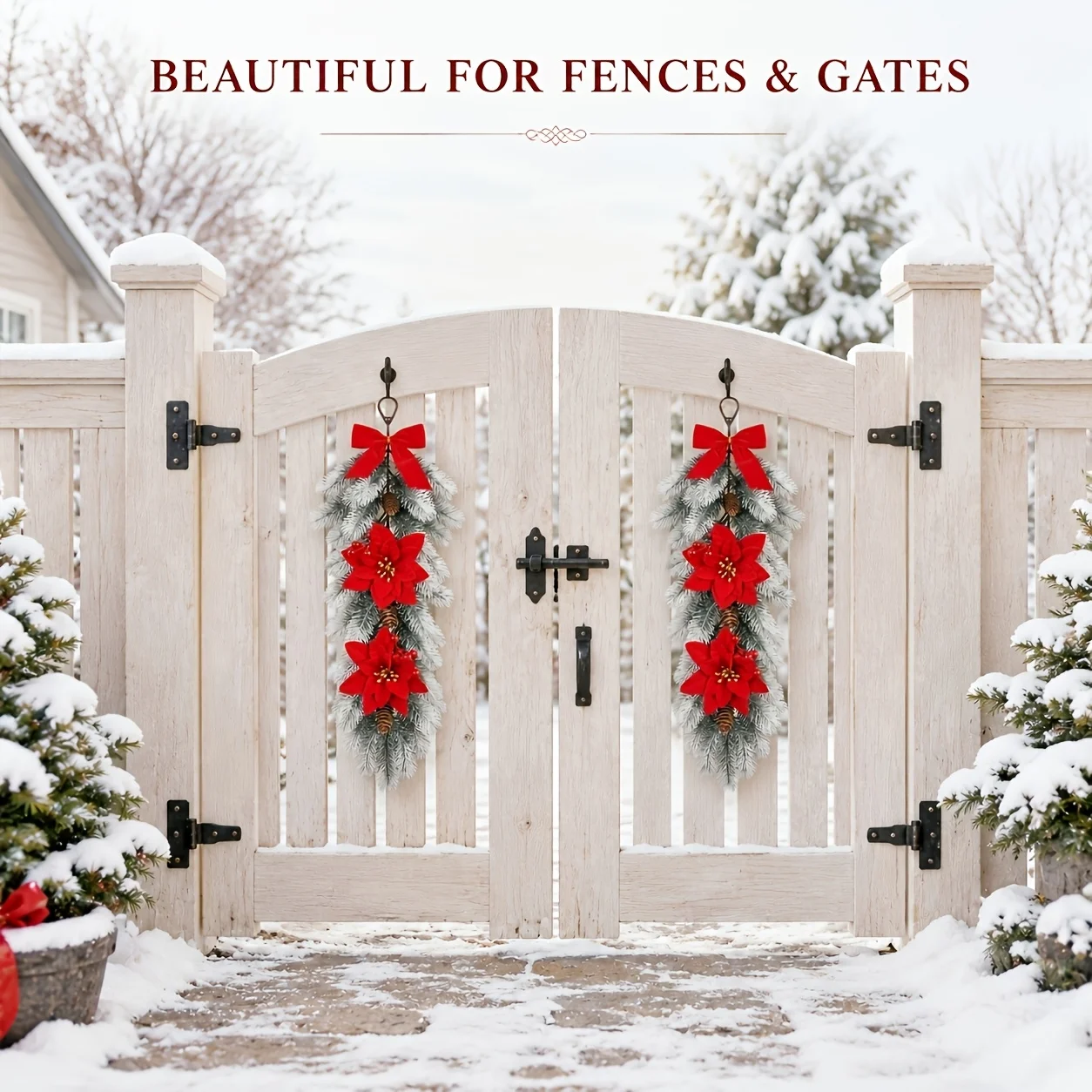 Red Artificial Hanging Flowers Vine Spring Summer Christmas Decor for Indoor Outdoor Flower Pots Front Door Easy Care Fake Flowe - Image 6