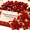 Red Golden Sparkling Poinsettia Artificial Flowers Artificial Christmas Tree Fake Glitter Flowers Floral Party Home Ornaments