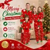 Red Long Sleeve Christmas Pyjamas Set Printed Santa Claus Family Matching Pyjamas Deer Xmas Trees Xmas Sleepwear Adult Kids
