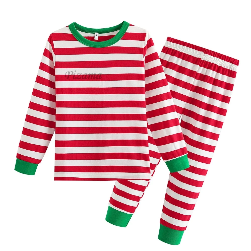 Red and White Striped Family Christmas Pajamas Xmas Nightwear Children's Homewear Mother Father Kids Xmas Homewear Nightwear - Image 4
