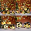 Resin Luminous Micro Landscape Christmas Ornament Small House Decor Gift Supplies