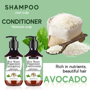 Rice Water Mint Washing Care Set Clean Moisturize Scalp Protect The Hair Roots and Supplement Nutrition Shampoo Conditioner